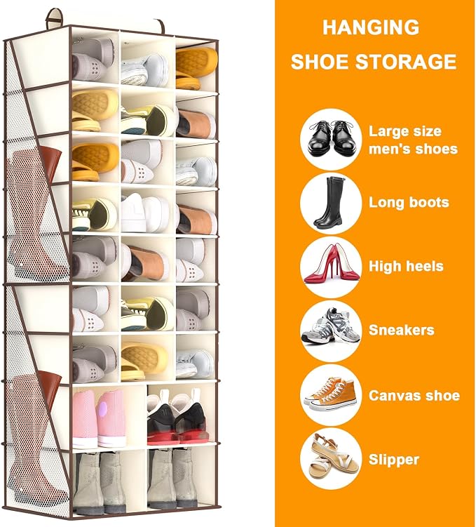 Hanging Shoe Organizer for Closet-Collapsible Storage Rack - Image 4