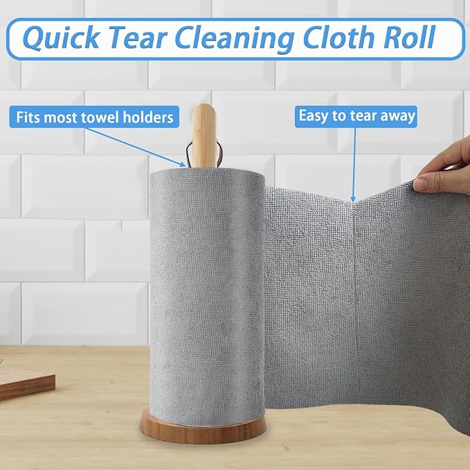 Niurewan 75 Pack Microfiber Cleaning Cloth Roll, Reusable Tear Away Microfiber - Image 4