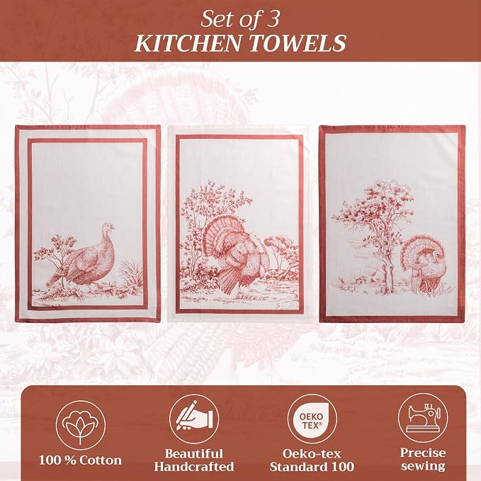 Maison d' Hermine Kitchen Towels Set of 3 Reusable 100% Cotton 27.50" x 20" - Image 2
