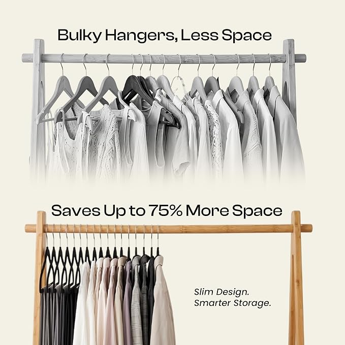 Utopia Home Velvet Hangers, 150 Pack | Luxury Non-Slip Slim Pant & Coat Hangers - Image 3