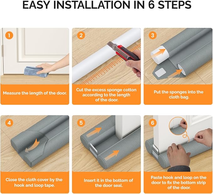 fowong Draft Stopper for Bottom of Door 32", Durable Noise Blocker, Dust & Light - Image 7