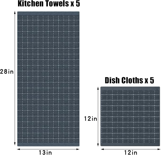 Homaxy Kitchen Towels and Dishcloths Set, Dark Grey - Image 4