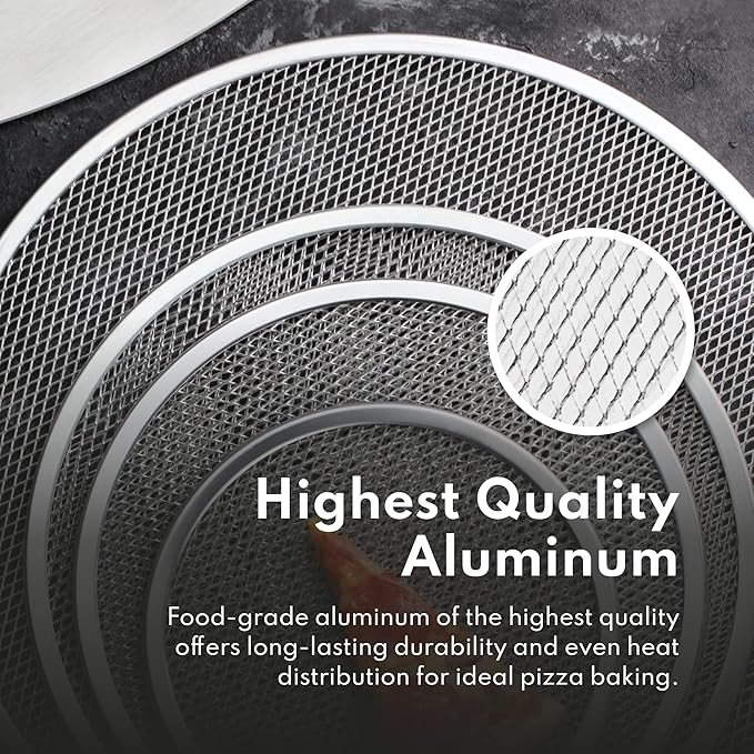 New Star Foodservice 50998 Restaurant-Grade Aluminum Pizza Baking Screen, Seamless, 20-Inch, Pack of 6