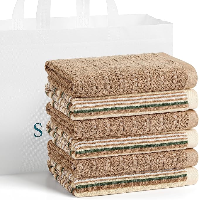 Kitchen Dish Towels for Drying Dishes, Large Cotton Kitchen Towels, Stripped by Unknown