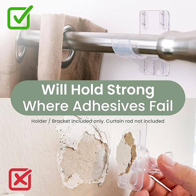 No Adhesive Heavy Duty Curtain Rod Holders - Image 3
