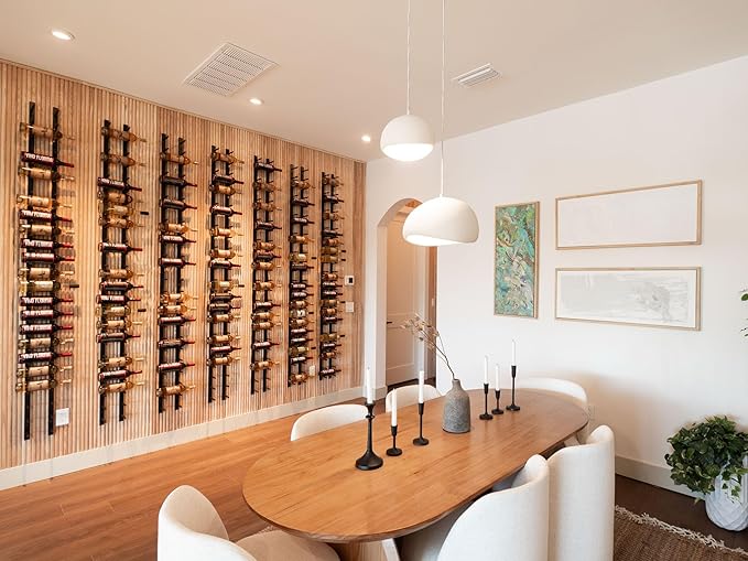 Ultra Wine Racks Wall Mounted Label-Out Wine Racks (3 Foot 1 Deep, Matte Black, 9 Wine Bottles) - Modern Metal Wine Storage, Modular Design for Home Bar, Kitchen, Dining Rooms, & Wine Cellars