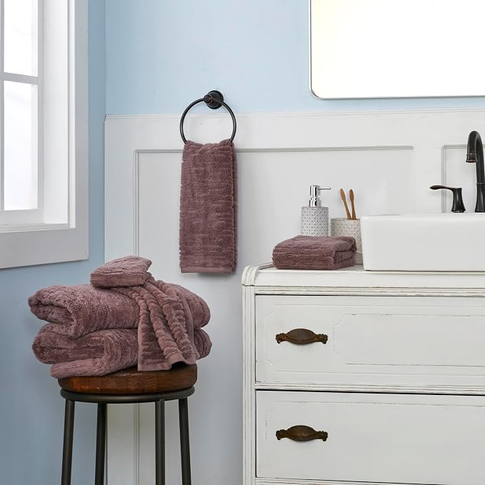 SKL Home CloudSoft 100% Cotton Luxury 4-Piece Bath Towel Set, Soft Plum | - Image 6