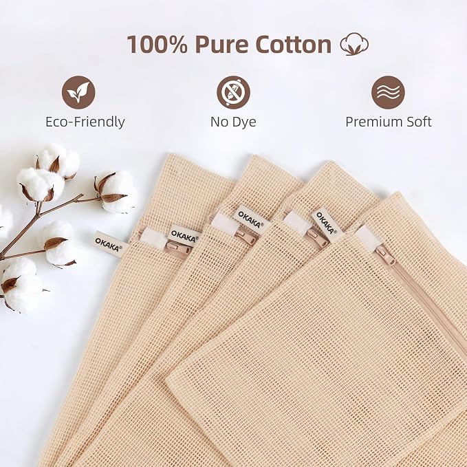 100% Cotton Mesh Laundry Bags, Premium Soft, No Dye - Image 4