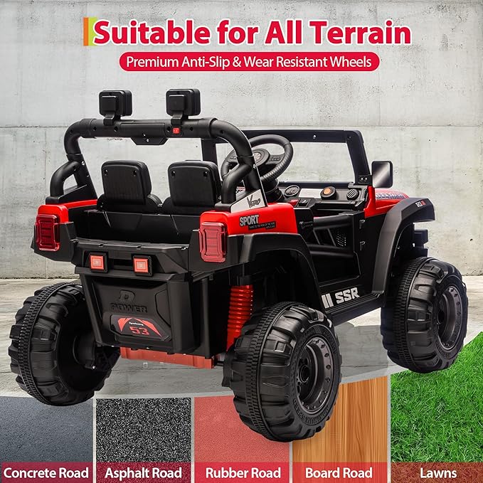 12V Kids Ride on Car, Electric Ride on Truck w/Parent Remote, Spring Suspension, Bluetooth Music, LED Light, 4.1Mph Max Speed, 3 Speeds, Battery Powered Vehicles for Kids Toddler Age 3-8, Red
