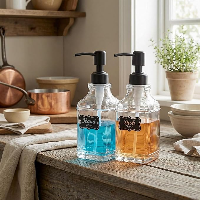 JASAI 2Pack Hand & Dish Glass Soap Dispenser - Image 5