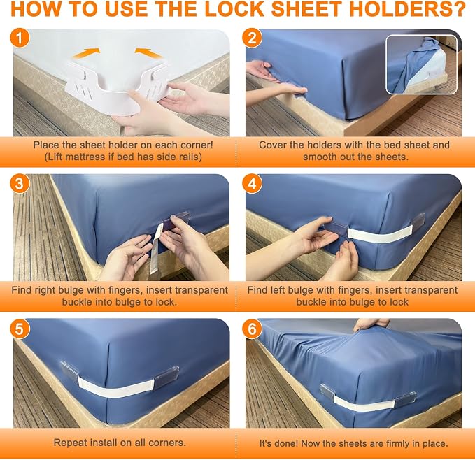 Bed Sheet Holders for Corners, No More Loose Sheets, Easy Installation for Any - Image 5