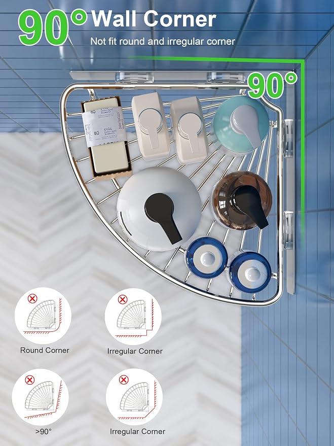 SMARTAKE 2-Pack Corner Shower Caddy, SUS304 Stainless Steel - Image 3