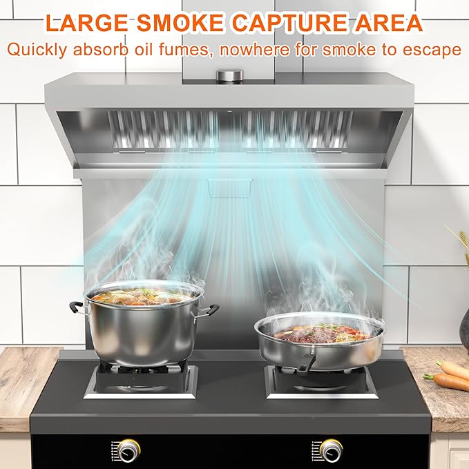 Food Truck Low Profile Exhaust Hood System Includes a 4FT Stainless Steel Commercial Exhaust Hood and an 0.25HP Restaurant Canopy Hood Grease Rated Exhaust Fan