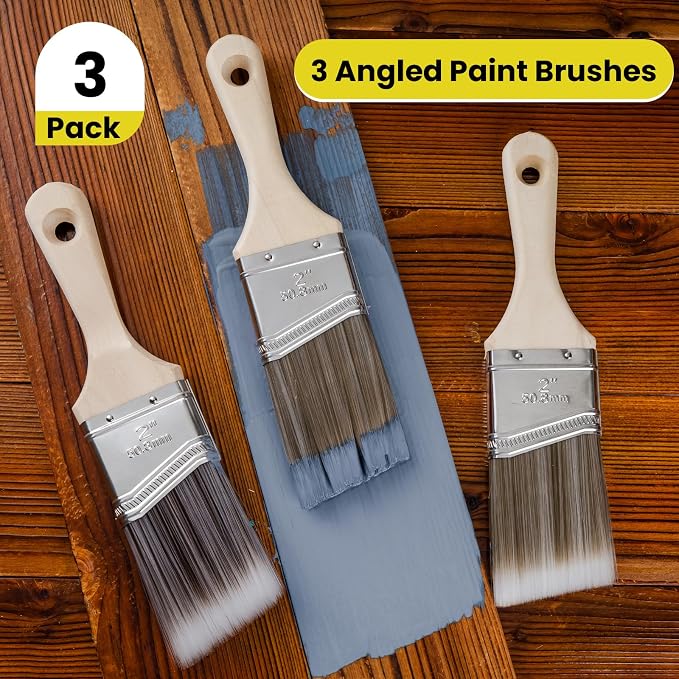 Mister Rui 3-Pack 2 Inch Angled Paint Brushes, Sash Brushes - Image 4