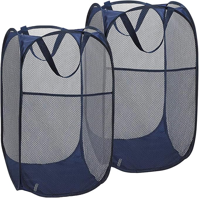 2 Pack Pop Up Laundry Hampers, Collapsible Mesh Laundry Basket, Foldable by Buenod