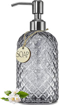 JASAI 18Oz Smoky Gray Glass Soap Dispenser by JASAIHOME