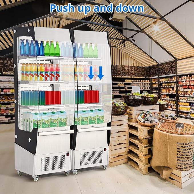 7.8 Cu.Ft Display Refrigerator Cabinet,Glass Door Commercial Fridge,LED Lighting & Adjustable Shelves,Double Glazed, White