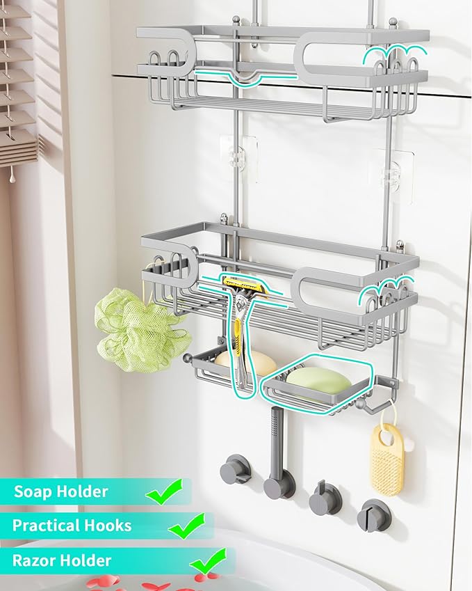 HapiRm Bathroom Hanging Shower Caddy - Image 4