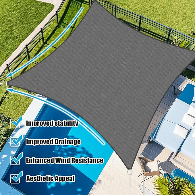 Amagenix Sun Shade Sail 5X9 Curved Edge Outdoor Shade Canopy Dark Grey Breathable 95% UV Block Shade Cloth for Patio Garden Backyard (We Make Custom Size)