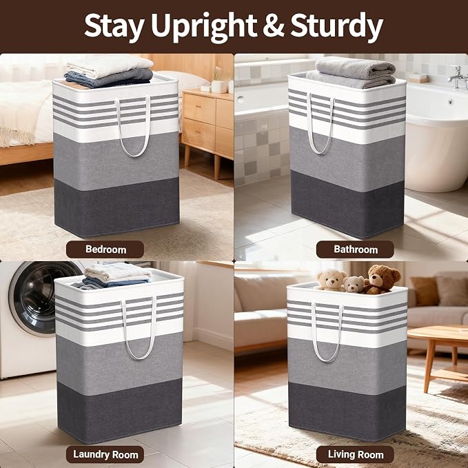 WOWBOX 2 Pack Laundry Baskets, Collapsible Dirty Clothes Laundry Hampers - Image 6