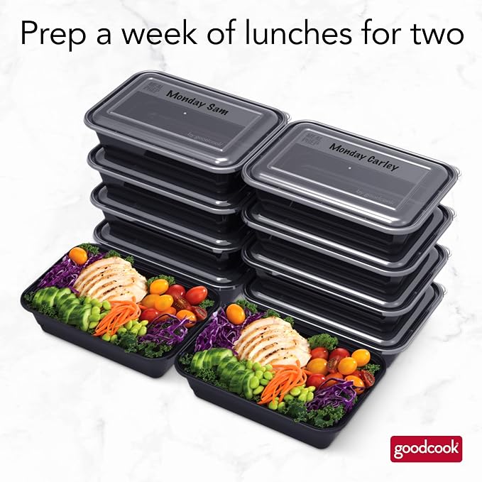 GoodCook Meal Prep Containers, Single Compartment 10-Pack | BPA-Free Reusable - Image 8