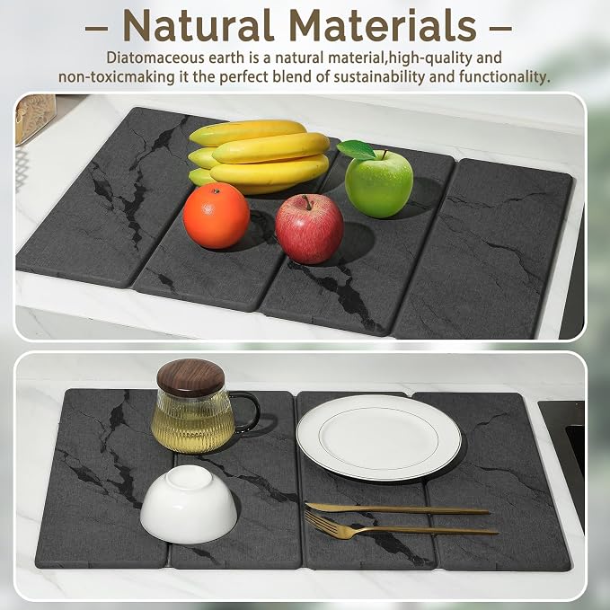 Large Stone Dish Drying Mat for Kitchen Counter, Foldable Water Absorbing - Image 6