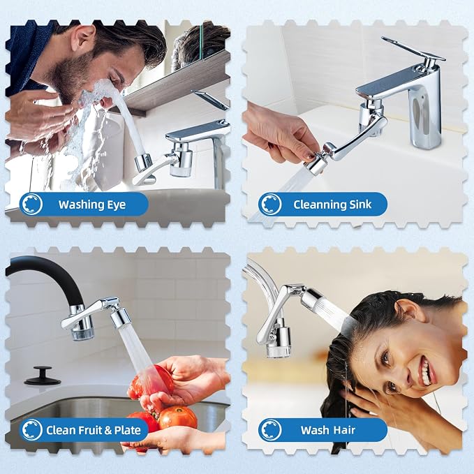 CECEFIN Sink Filter for Bathroom/Kitchen Water Faucet Extender, 1080 Swivel | - Image 8