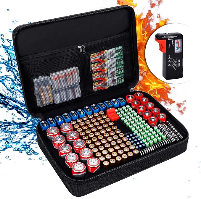 ENGPOW Battery Organizer Storage Box w/Tester, Protects Up to 220 Batteries | by ENGPOW