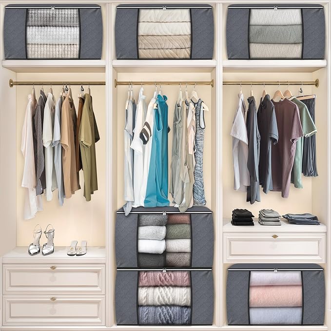 90L Clothes Storage, Foldable Thick Fabric Blanket Storage Bags | Foldable - Image 6