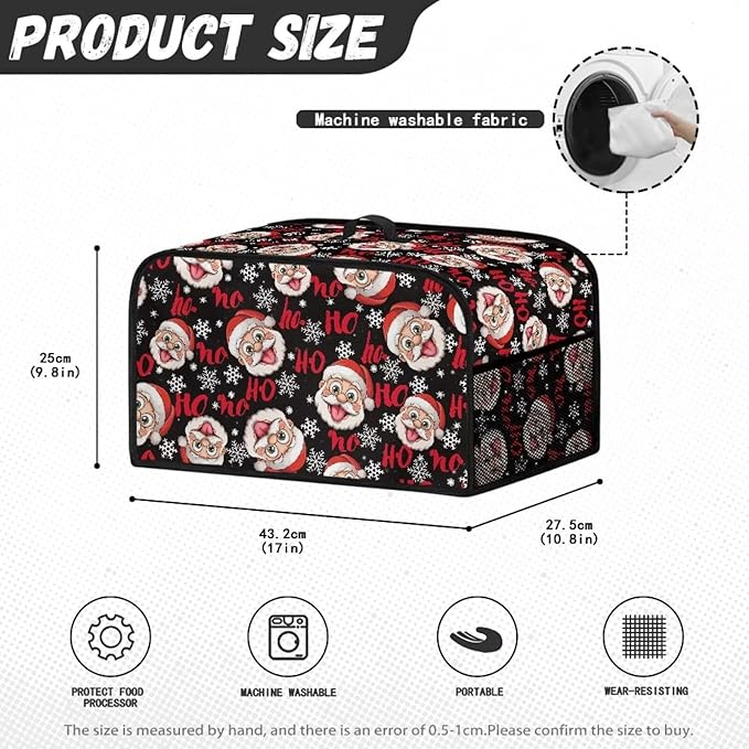 Santa Claus 6-8 Qt Slow Cooker Dust Cover Dragonfly Slow Cooker Cover Holder Kitchen Appliance Covers with Handle and Pocket for Spoon Fork Knife