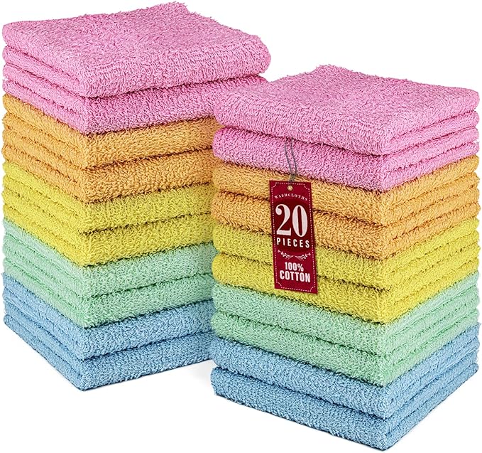 DecorRack 100% Cotton Washcloths 12x12 in by DecorRack