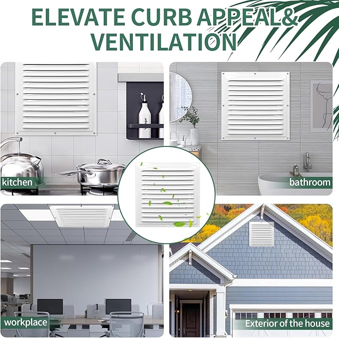 Gable Vents (10" x 10" 3Pcs) Aluminum Walls, Lofts, Garages more, More with Screens, Metal Shed Vents, Outdoor Houses, Loft Ceiling Reinforcement, Square Vents, Blinds, Exterior Grille(White)