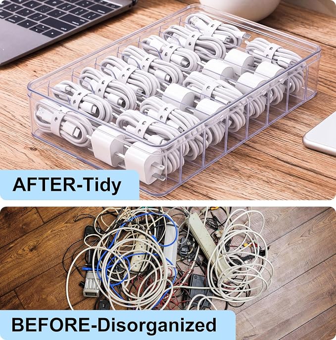 Tatuo 2 Pcs Cord Organizer for Drawer Desktop, Cable Organizer Box - Image 4