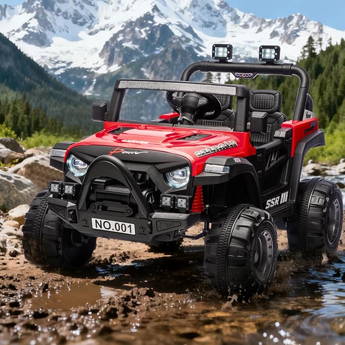 12V Kids Ride on Car, Electric Ride on Truck w/Parent Remote, Spring Suspension, Bluetooth Music, LED Light, 4.1Mph Max Speed, 3 Speeds, Battery Powered Vehicles for Kids Toddler Age 3-8, Red