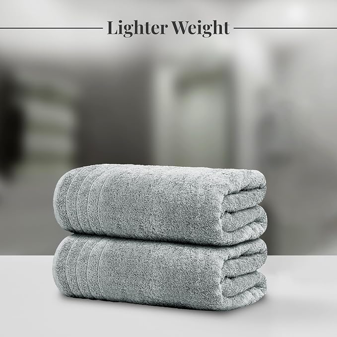 8 Piece Towel Set, 2 XL Bath, 2 Hand, 4 Washcloth, Cool Grey | 100% Cotton - Image 2