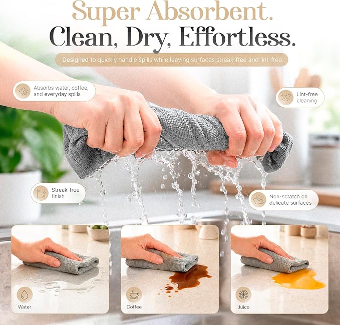 Microfiber Cleaning Cloth Roll 20 Sheets 11" x 10" Tear Away Microfiber Towel - Image 2