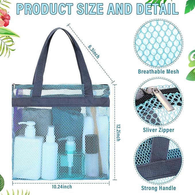 12 Pcs Mesh Shower Caddy Portable 12.2 x 10.24 In Large Gym Shower Bag Bulk - Image 2