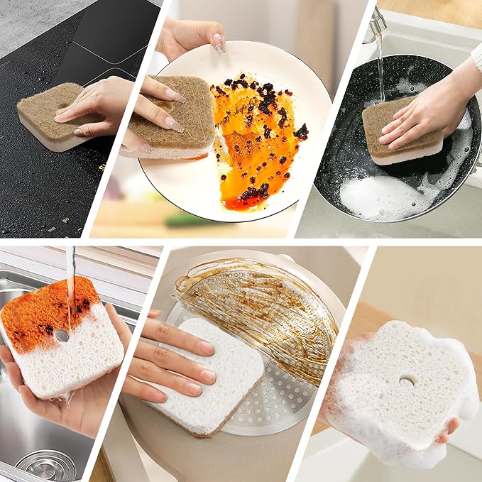 12Pack Kickleen Natural Kitchen Scrub Dish Sponges - Image 7