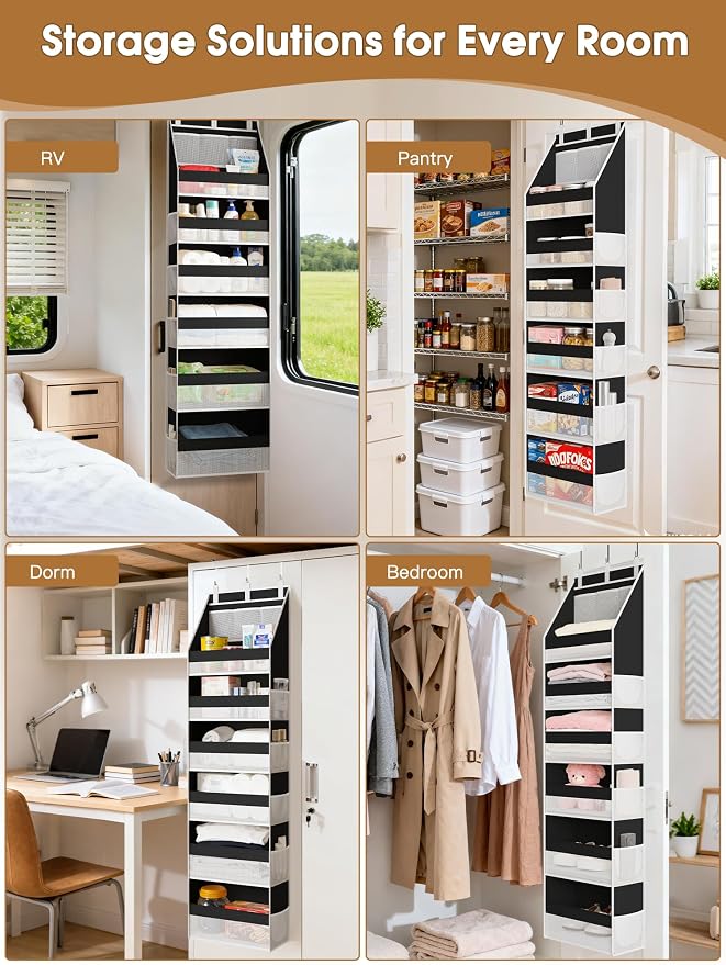 2 Pack Over the Door Organizer, Heavy-Duty 6-Shelf Hanging Storage - Image 6