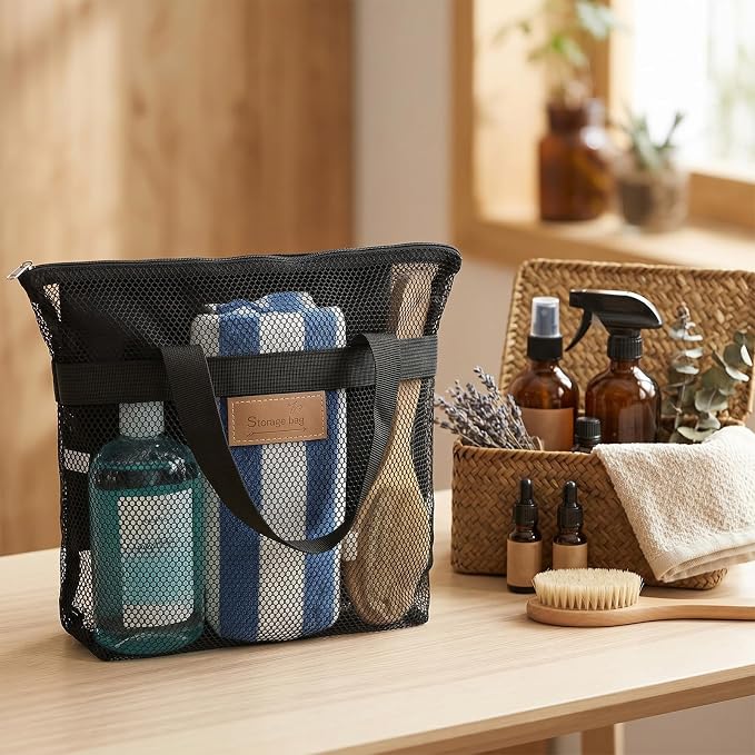 Patelai 12 Pcs Mesh Shower Caddy Portable 12.2 x 10.24 in Large Gym Shower Bag - Image 7