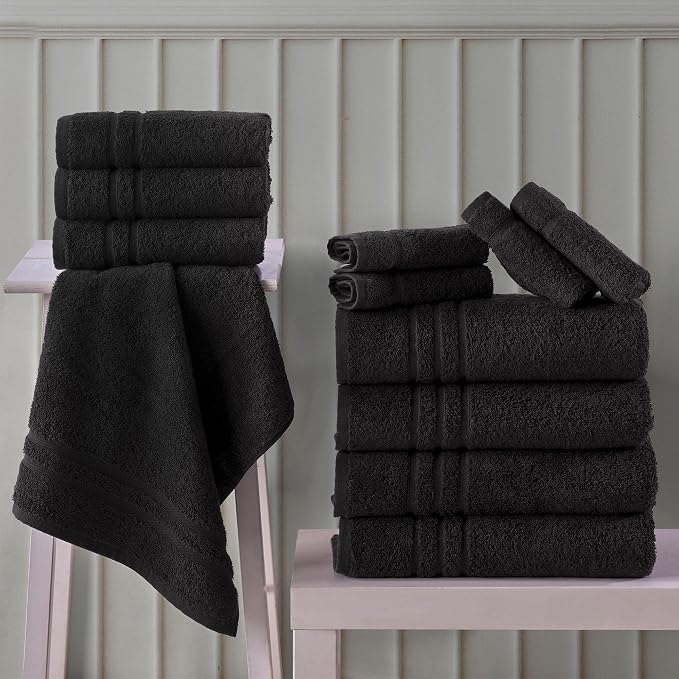 Hawmam Linen Black Bath Towels 4-Pack - Image 5