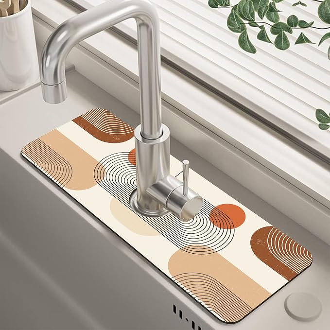 Abstract Minimalistic Geometric Sink Faucet Absorbing Mat Sink Splash Guard by Unknown