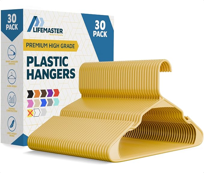 Lifemaster Plastic Clothes Hangers – Heavy Duty Hanger Set, by LIFEMASTER