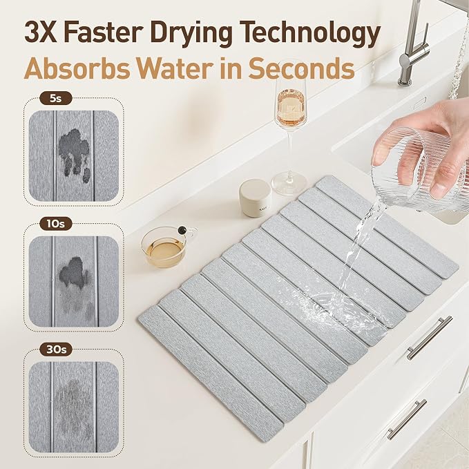 Large Stone Drying Mat for Kitchen Counter 24x16 Inch, Diatomaceous Earth Super - Image 4