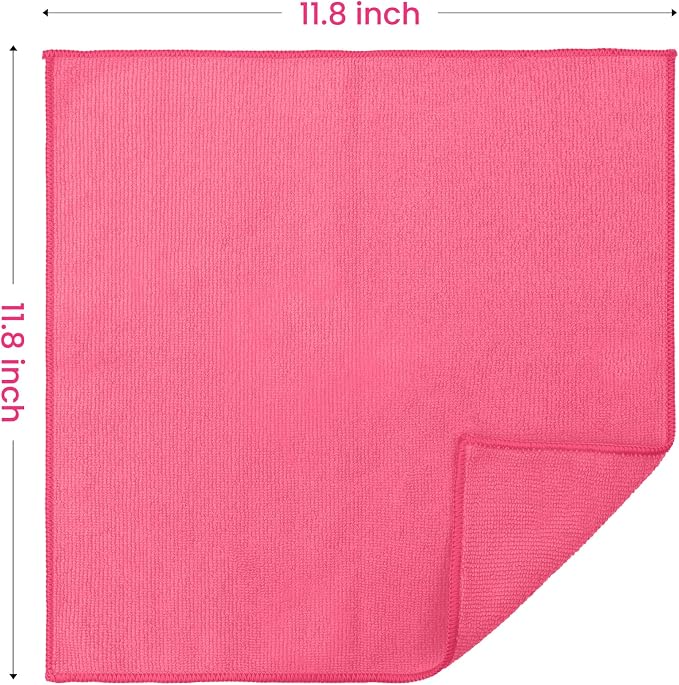 SIFANGKE Microfiber Cleaning Cloth, 12 Pack HotPink Cleaning Rags - Image 2