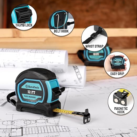 DURATECH 12FT Magnetic Double-Sided Tape Measure, Easy Read Measuring - Image 3