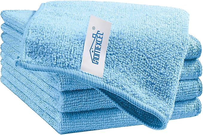 HOMEXCEL Blue Cleaning Rags 5 Pack, Highly Absorbent Microfiber Cleaning Cloth by HOMEXCEL