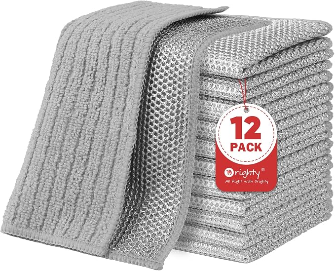 Orighty Dish Cloths, 12 Pack Double-Layer Metal Dish Rags by AllRightinOrighty