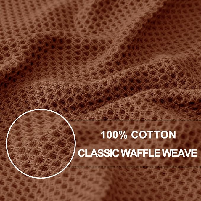 Homaxy 100% Cotton Waffle Weave Kitchen Dish Towels 4-Pack, Caramel | 13 x 28 - Image 2