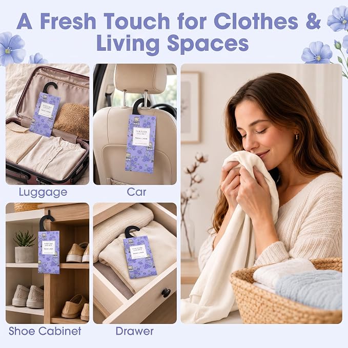 Large 12 Packs Fresh Linen Hanging Scented Sachets Long-Lasting Closet - Image 4